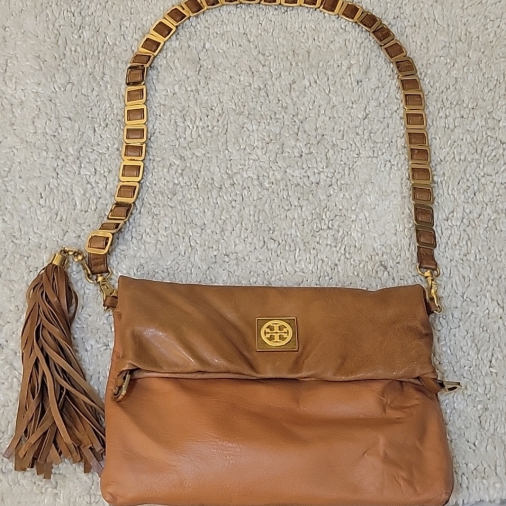 TORY BURCH camel Color  Leather Tassle Bag